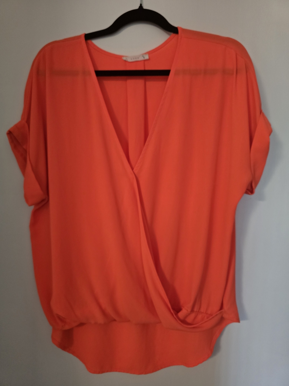 Lush Bright Orange Draped Blouse